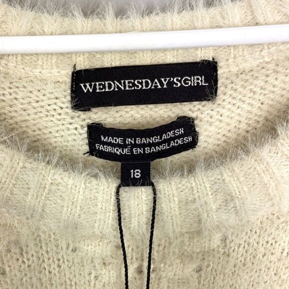 Asos Wednesday’s Girl  Cream Color Sweater in Fluffy Cable Knit. Size 18. NWT. - Picture 5 of 13